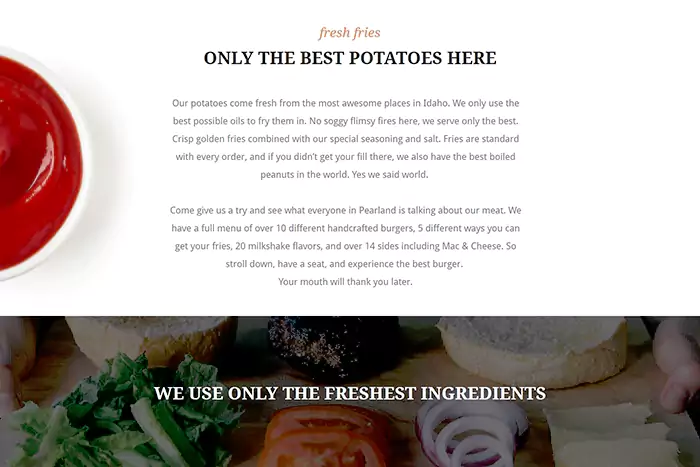 Value proposition restaurant website design